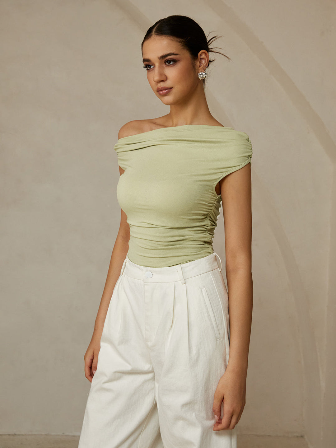 Asymmetrical Neck Sleeveless T-Shirt  Liora Lane Boutique T-Shirts