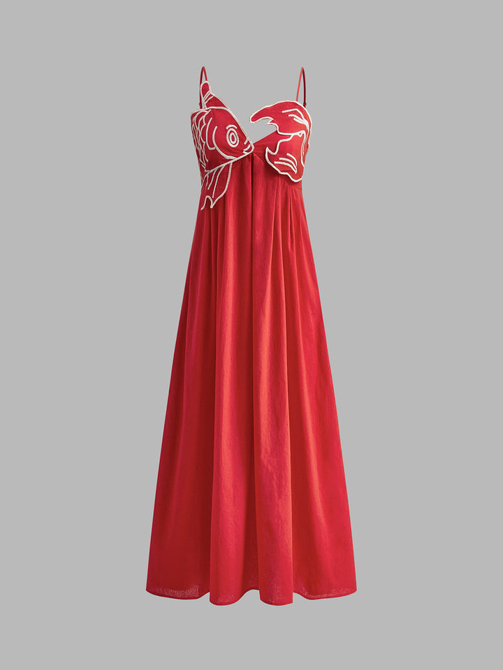 Embroidered Fish Semi-Sheer Cami Dress  Liora Lane Boutique Dresses