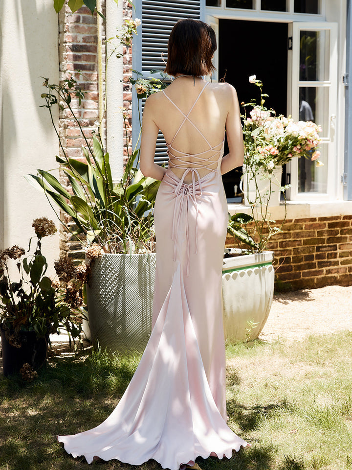 Drawstring Backless Lace Up Long Dress  Liora Lane Boutique Dresses