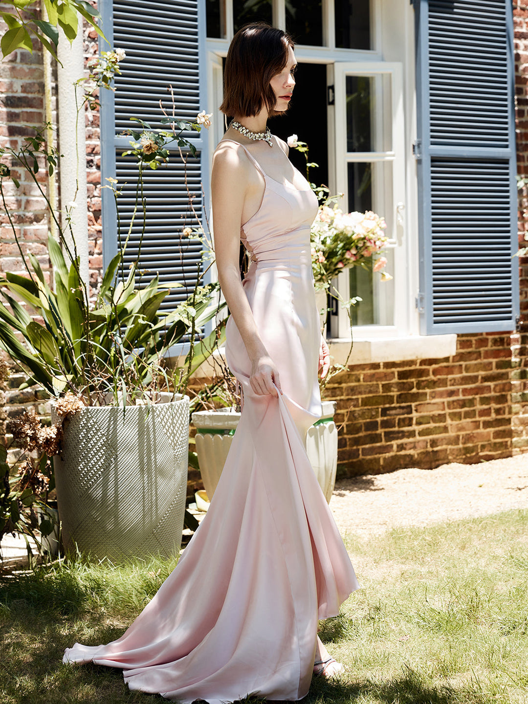 Drawstring Backless Lace Up Long Dress  Liora Lane Boutique Dresses