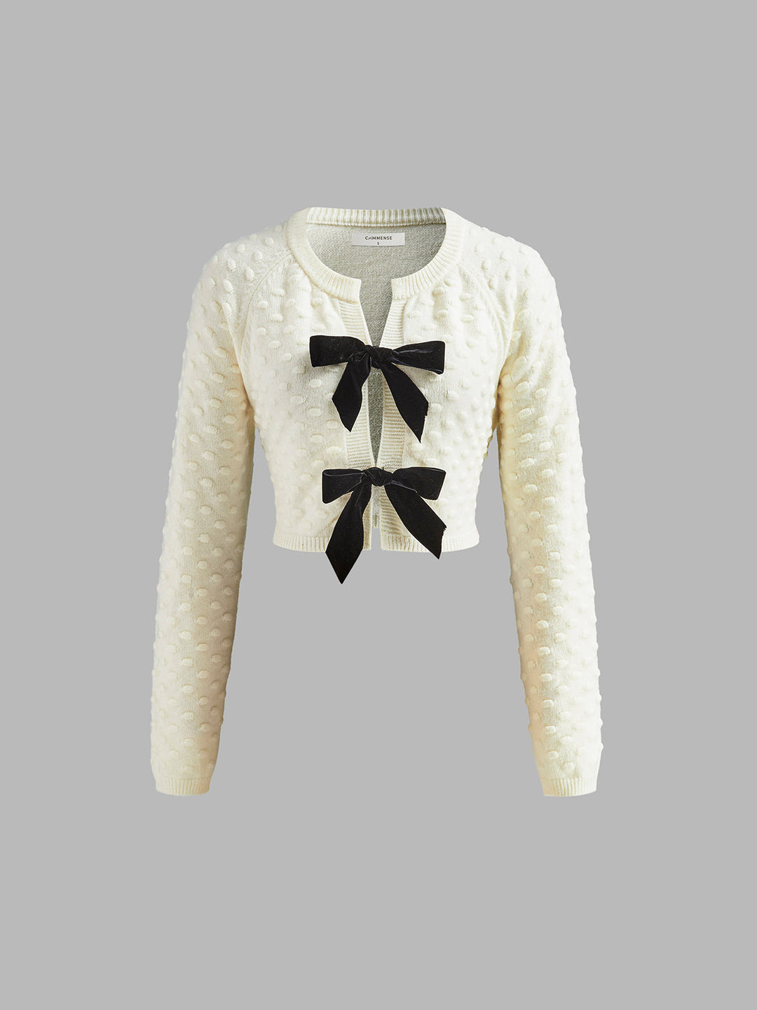 Bow Knotted Cozy Crop Knit Top  Liora Lane Boutique Knit Tops BlackandWhite / XL 38.00