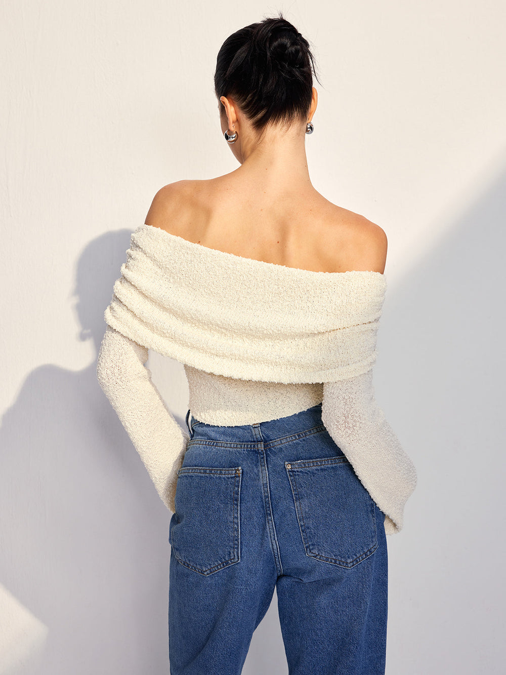 Off Shoulder Plain Knit Top  Liora Lane Boutique Knit Tops