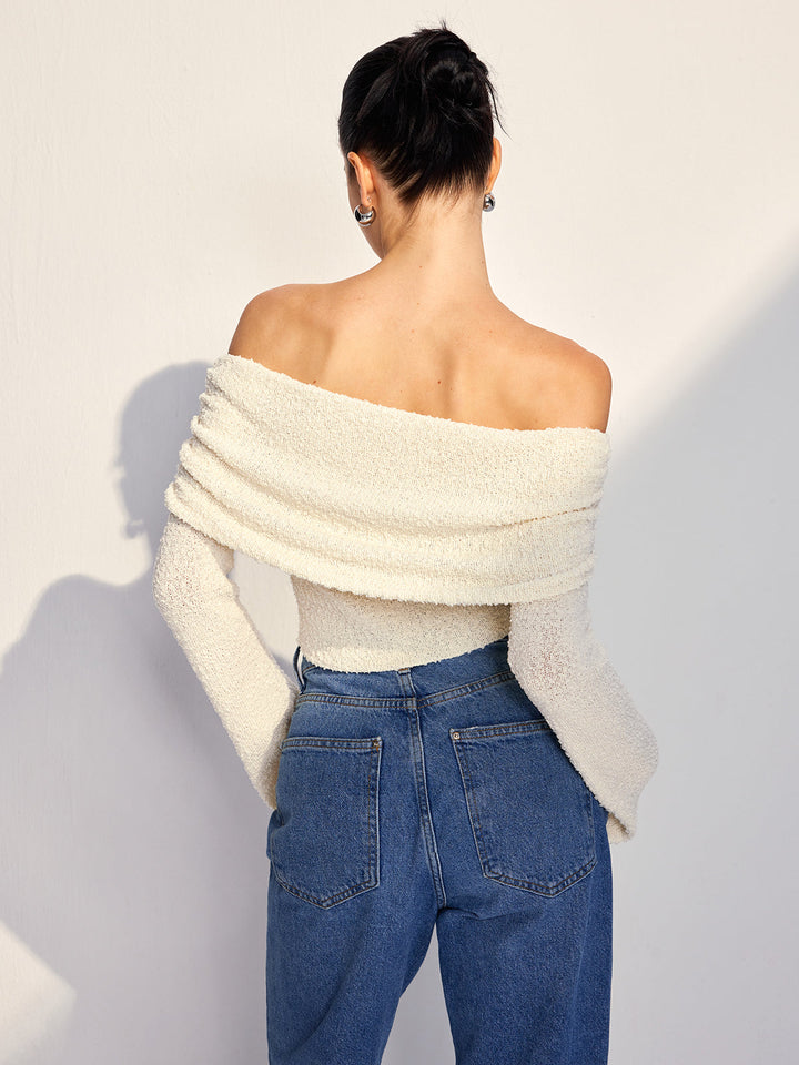Off Shoulder Plain Knit Top  Liora Lane Boutique Knit Tops