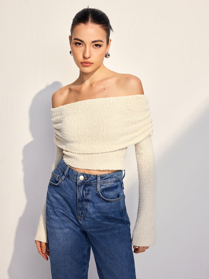 Off Shoulder Plain Knit Top  Liora Lane Boutique Knit Tops