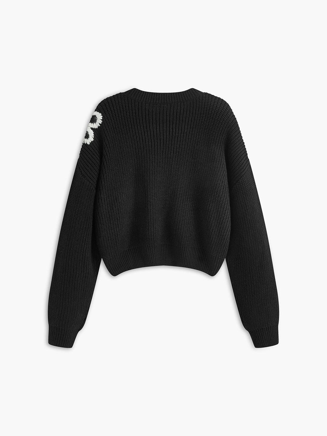 Crew Neck Ribbed Floral Knit Top  Liora Lane Boutique Knit Tops