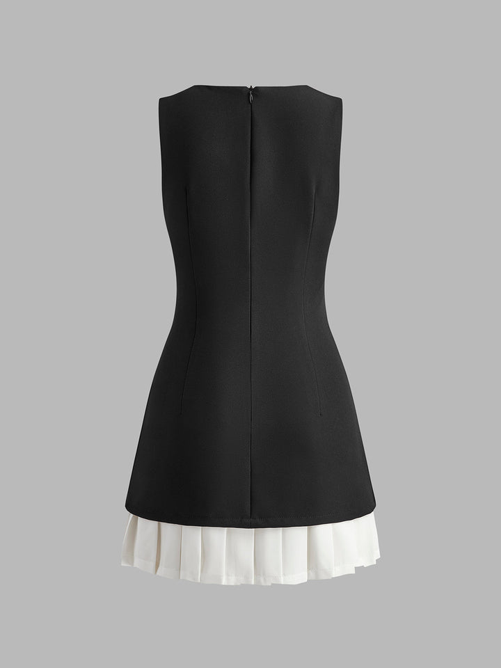 Two-Tone Sleeveless Pleated Short Dress  Liora Lane Boutique Dresses
