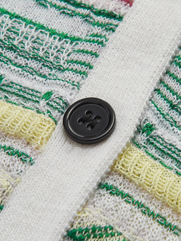 Colorful Striped Breasted Knit Cardigan  Liora Lane Boutique Cardigans