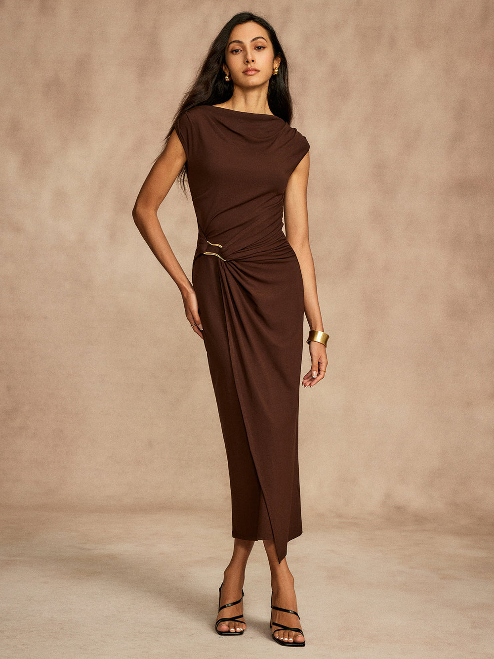 Pure Cotton Cap Sleeve Draped Dress  Liora Lane Boutique Dresses