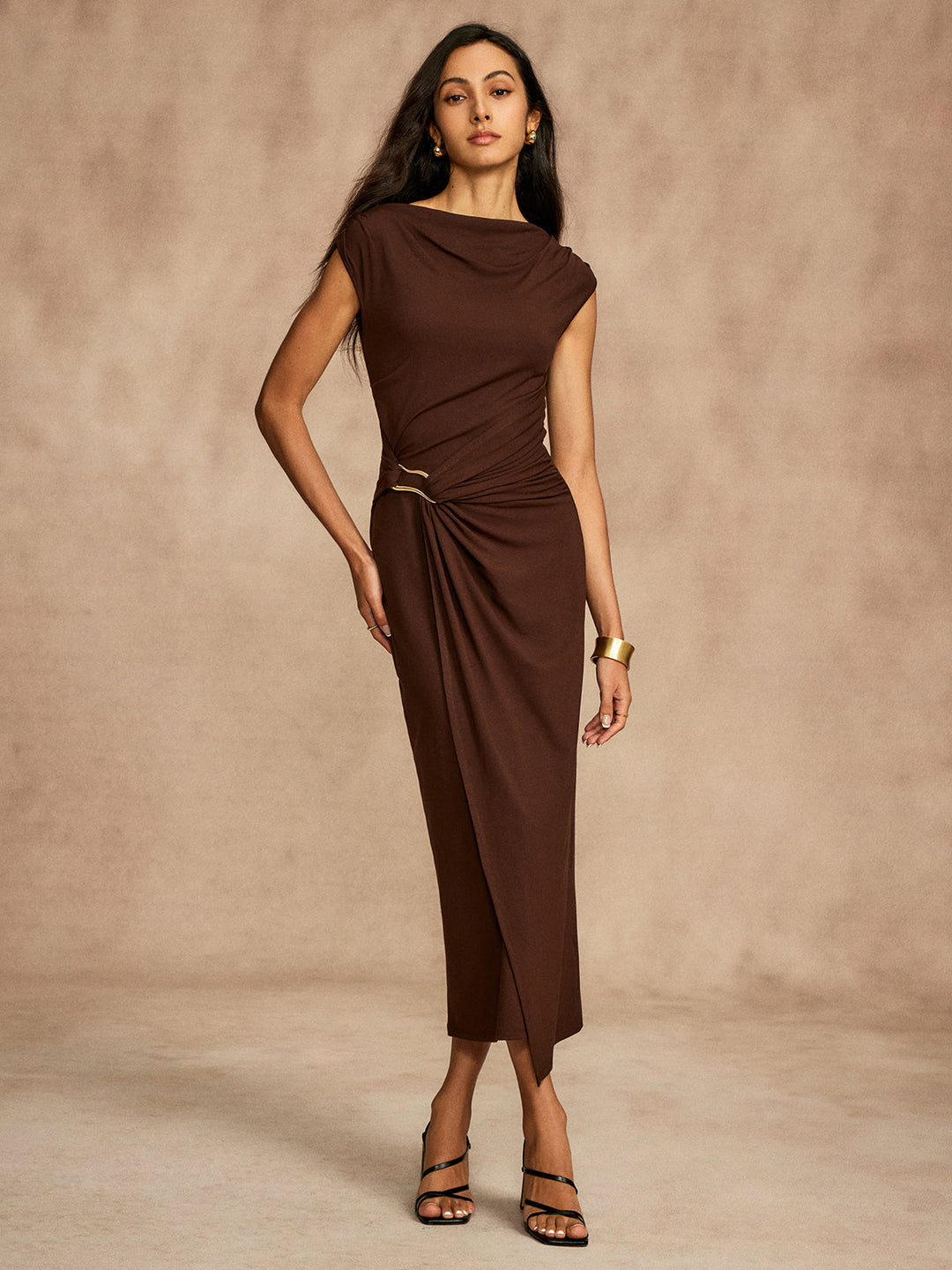 Pure Cotton Cap Sleeve Draped Dress  Liora Lane Boutique Dresses