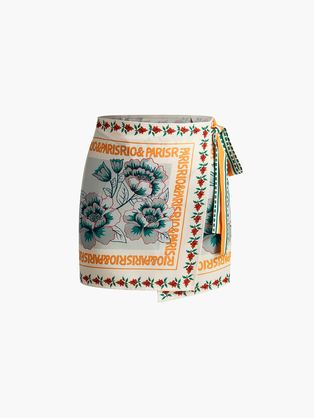 Vacation Print Asymmetrical Mini Skirt  Liora Lane Boutique Skirts Multicolor / XL 19.00