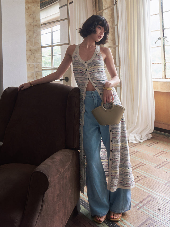 Colorful Striped Breasted Knit Cardigan  Liora Lane Boutique Cardigans Multicolor / XL 87.99