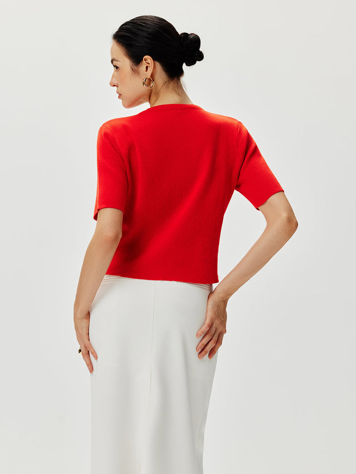 Short Sleeve Button Knit Top  Liora Lane Boutique Knit Tops