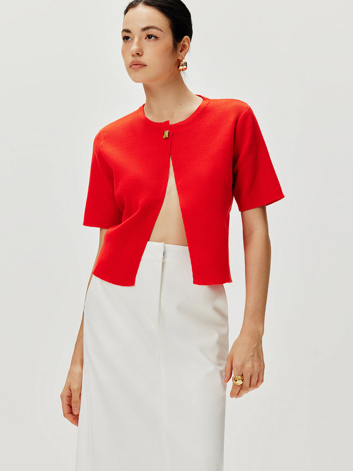 Short Sleeve Button Knit Top  Liora Lane Boutique Knit Tops