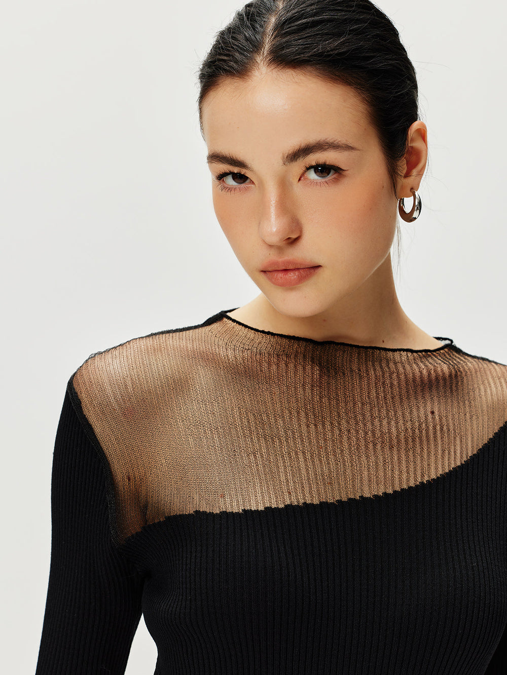 Semi-Sheer Panel Sweater Dress  Liora Lane Boutique Sweater Dresses