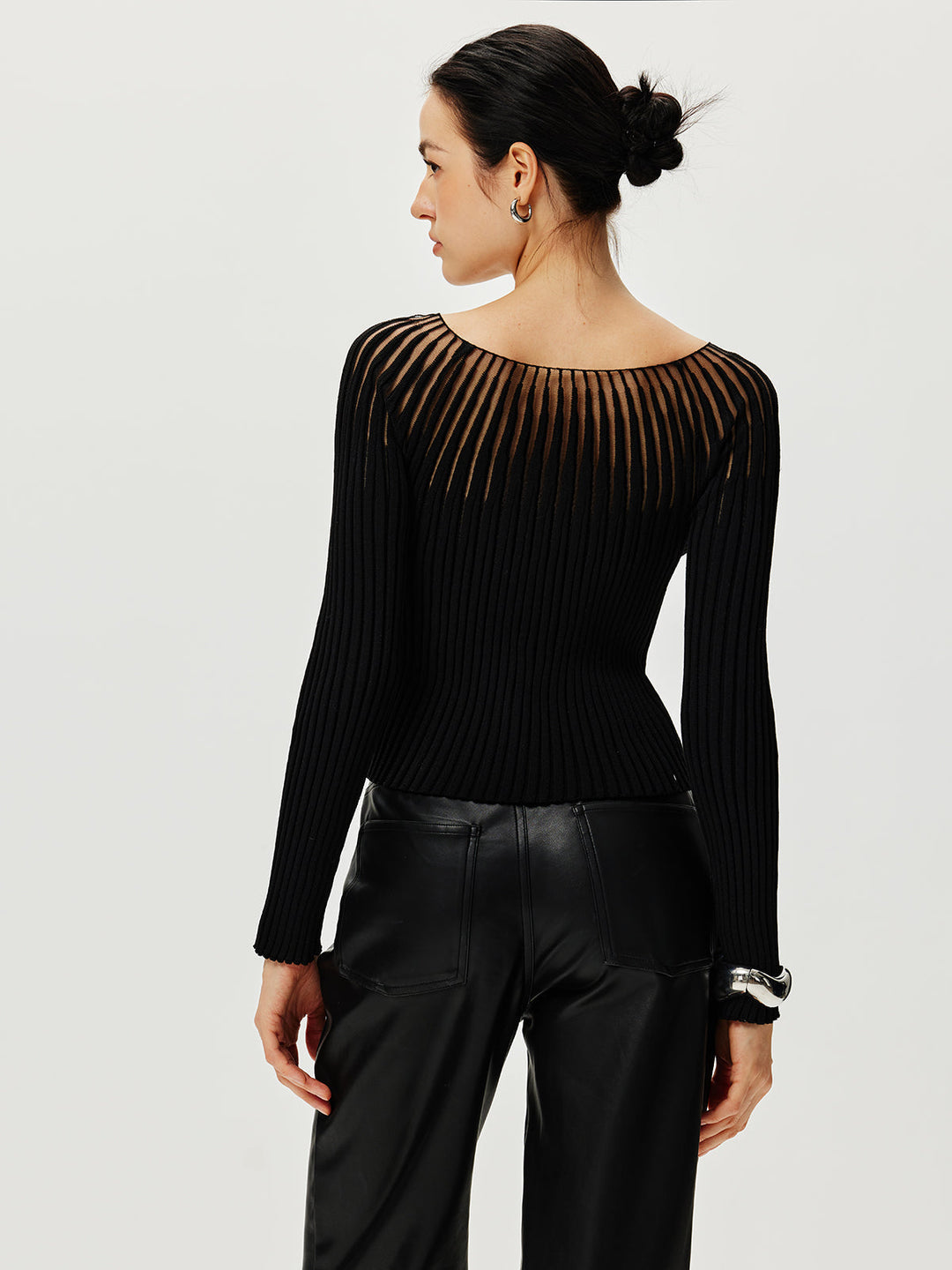 Ribbed Hollow Sweater  Liora Lane Boutique Sweaters