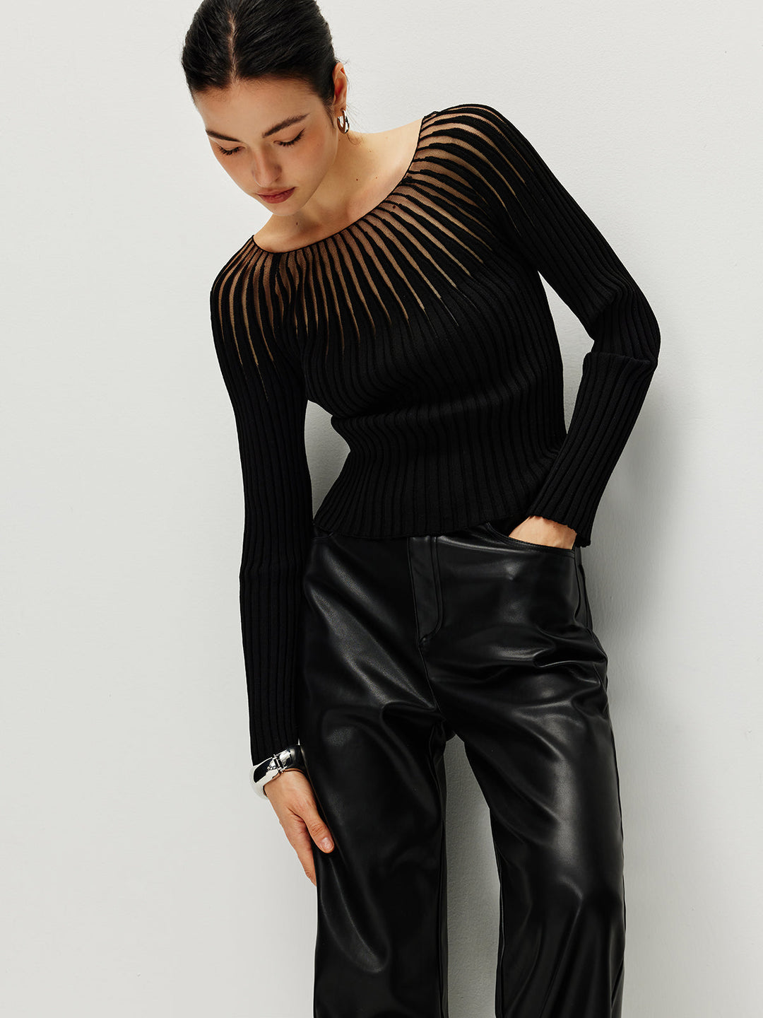 Ribbed Hollow Sweater  Liora Lane Boutique Sweaters