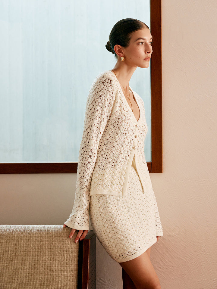 Cotton Blends Hollow Skirt Set  Liora Lane Boutique Skirt Sets