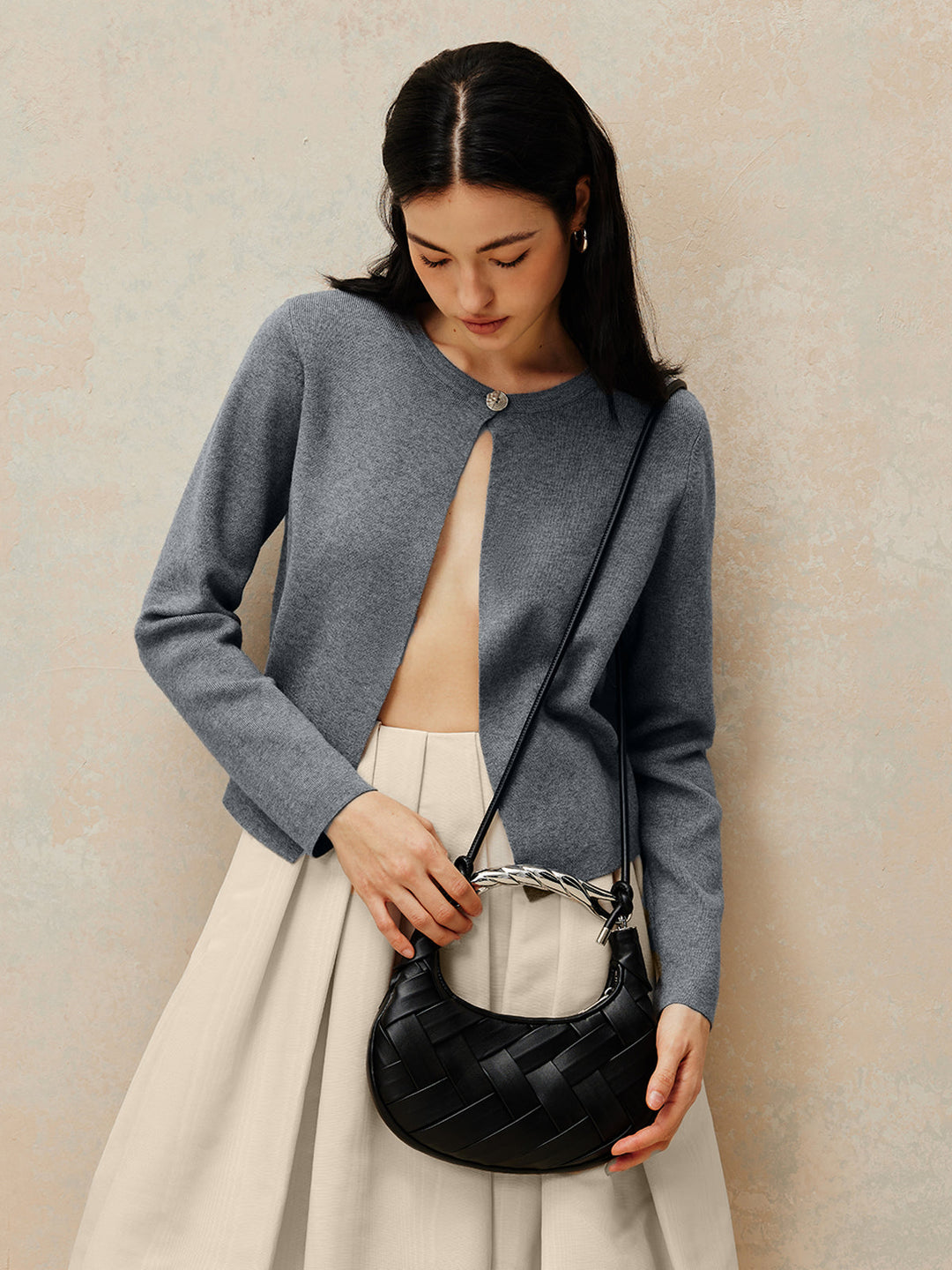 Crew Neck Button Knit Cardigan  Liora Lane Boutique Cardigans