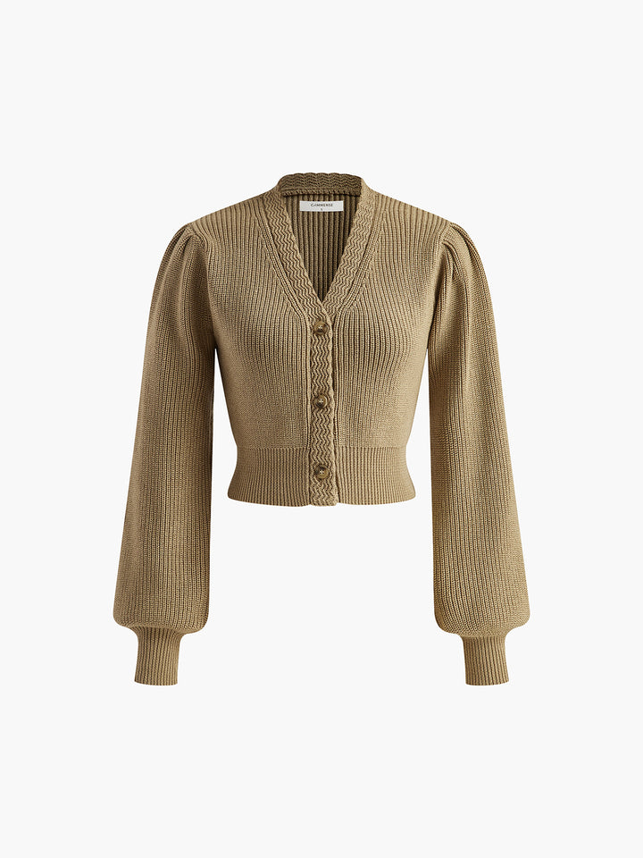 Vintage V-Neck Cardigan  Liora Lane Boutique Cardigans Khaki / XL 87.99