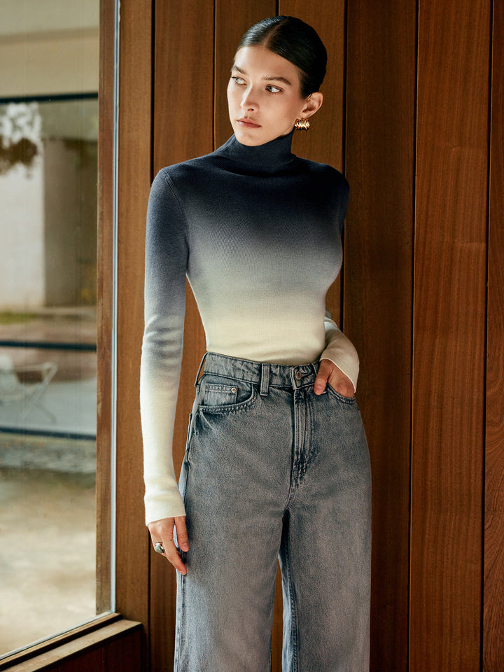 Wool-Blend Ombre Slim Knit Top  Liora Lane Boutique Knit Tops