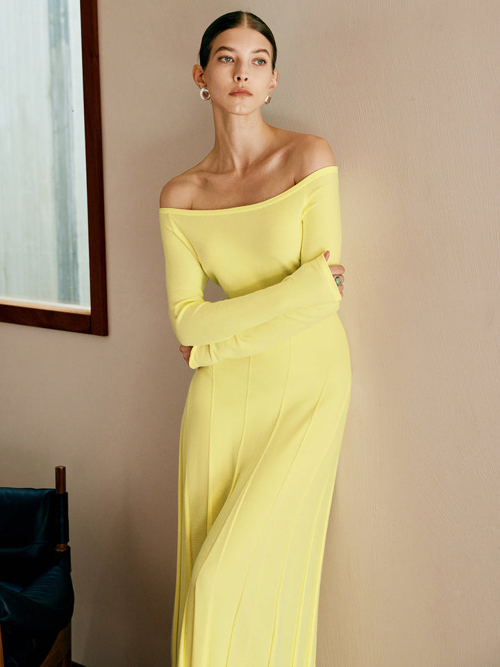 Off Shoulder Pleated  Sweater Dress  Liora Lane Boutique Sweater Dresses
