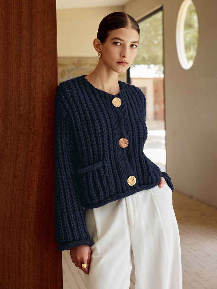 Plain Button Knit Cardigan  Liora Lane Boutique Cardigans