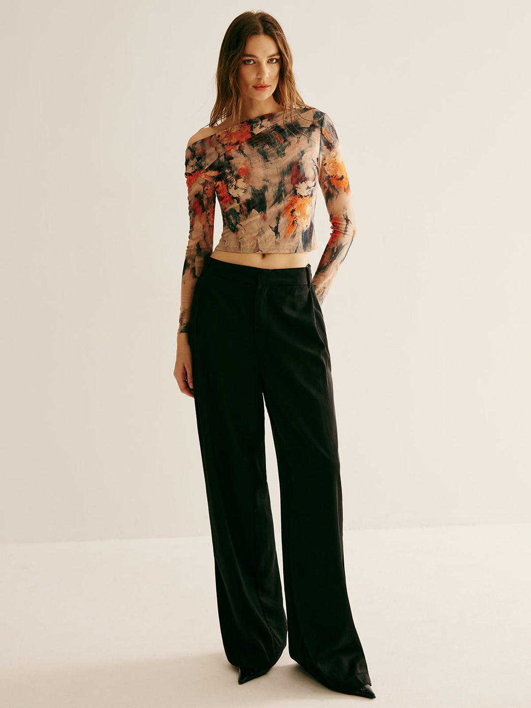 Retro Asymmetrical Collar Crop T-Shirt  Liora Lane Boutique T-Shirts