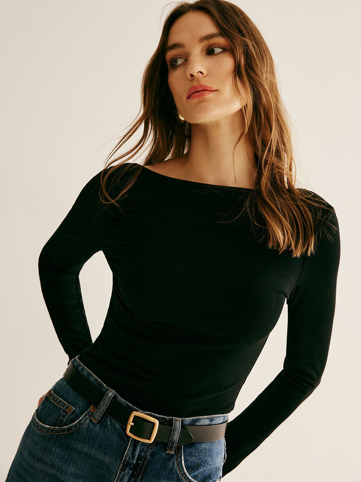 Backless Long Sleeve Tie T-Shirt  Liora Lane Boutique T-Shirts