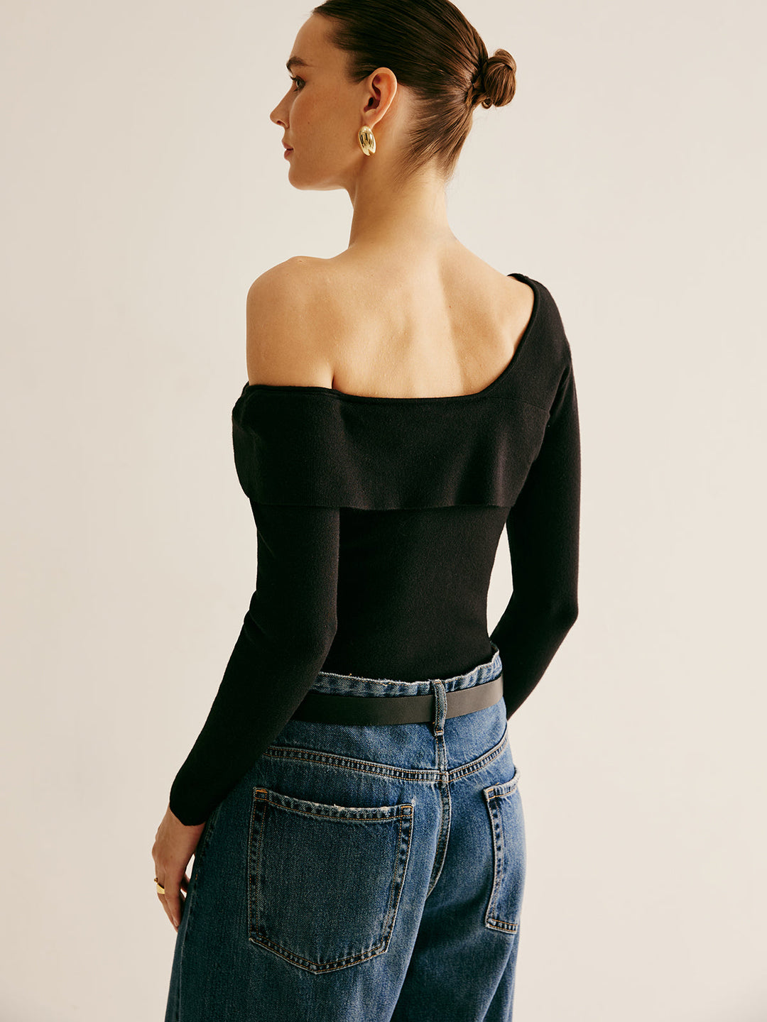 Asymmetrical Cold Shoulder Knitting Top  Liora Lane Boutique Knit Tops