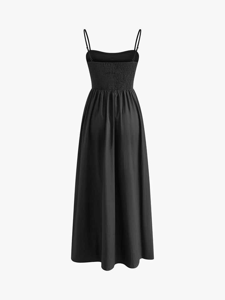 Cotton Sleeveless Pockets Cutout Long Dress  Liora Lane Boutique Dresses
