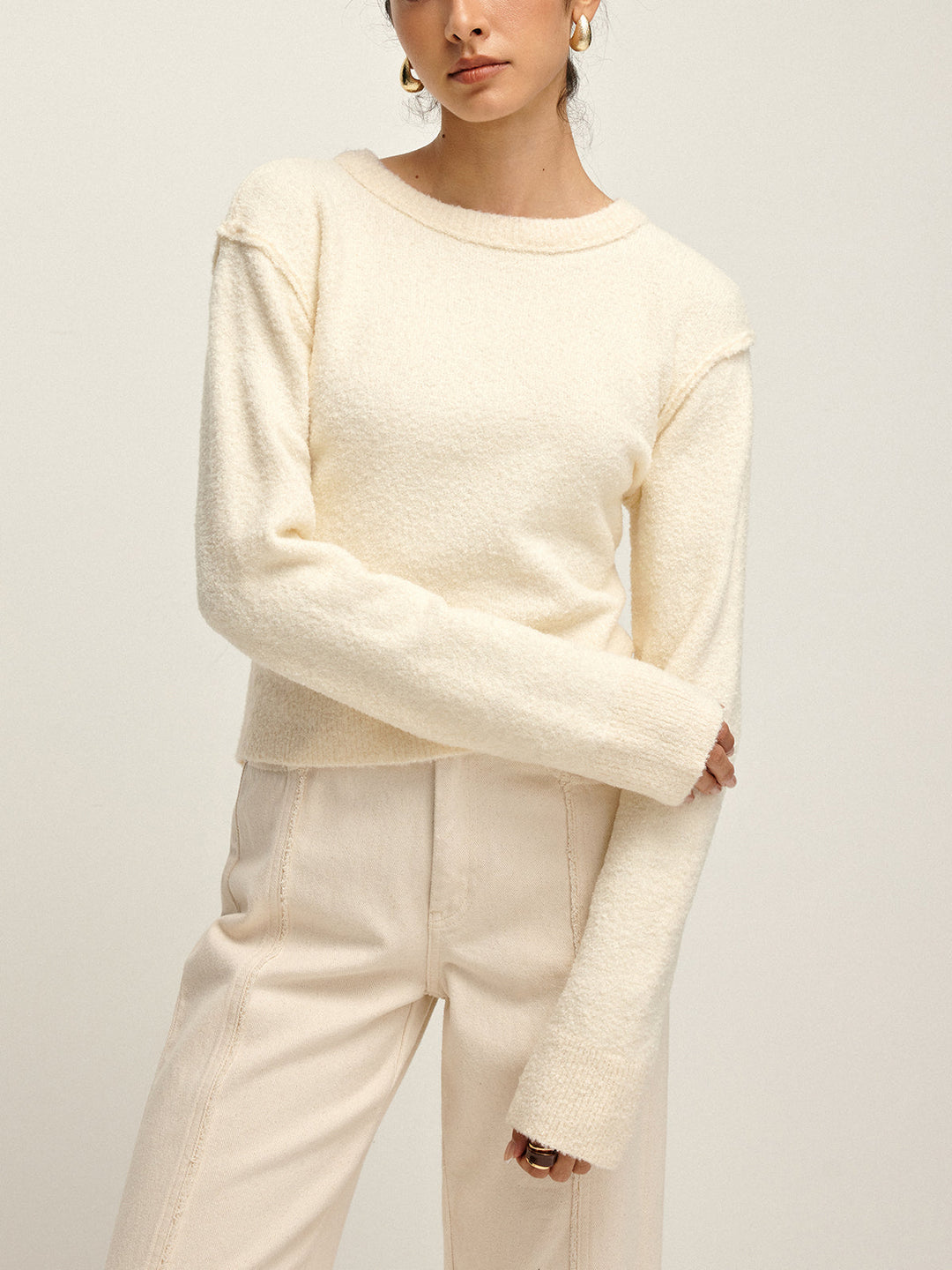 Plain Cutout Cozy Knit Top  Liora Lane Boutique Knit Tops