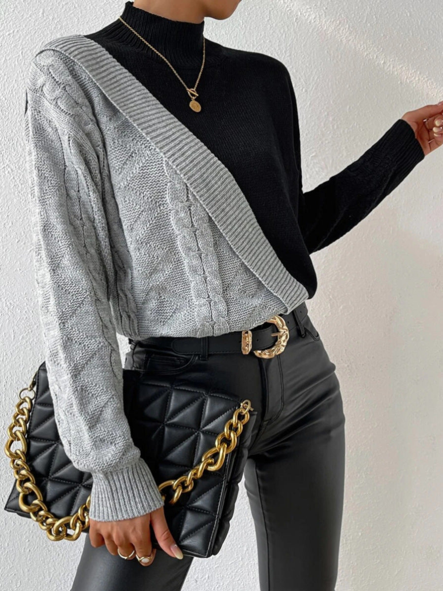 Oversized Color Block Pullover Sweater  Liora Lane Boutique Sweaters Grey / XL 39.00