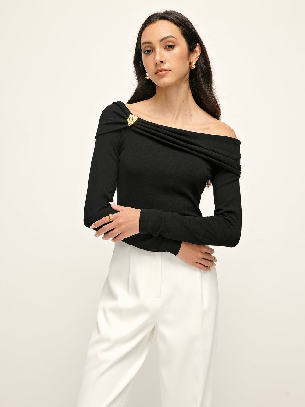 Pleated Off Shoulder T-Shirt  Liora Lane Boutique T-Shirts