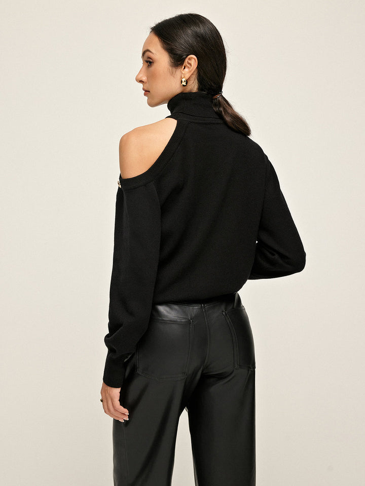 Turtleneck Asymmetrical One Shoulder Sweater  Liora Lane Boutique Sweaters