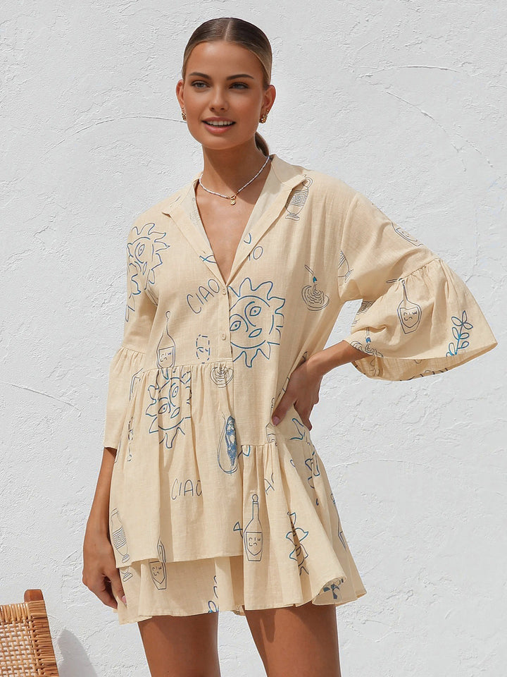 Oversized Sun Print Short Dress  Liora Lane Boutique Dresses