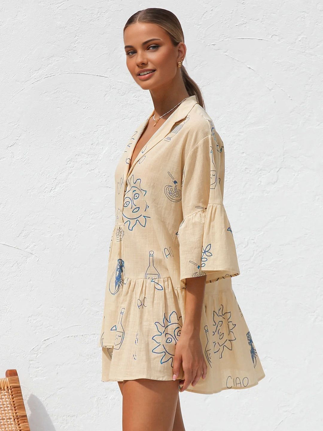 Oversized Sun Print Short Dress  Liora Lane Boutique Dresses