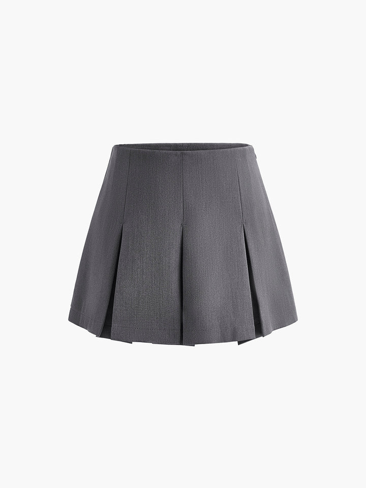 Pleated Zipper Mini Skirt  Liora Lane Boutique Skirts Grey / XL 69.99