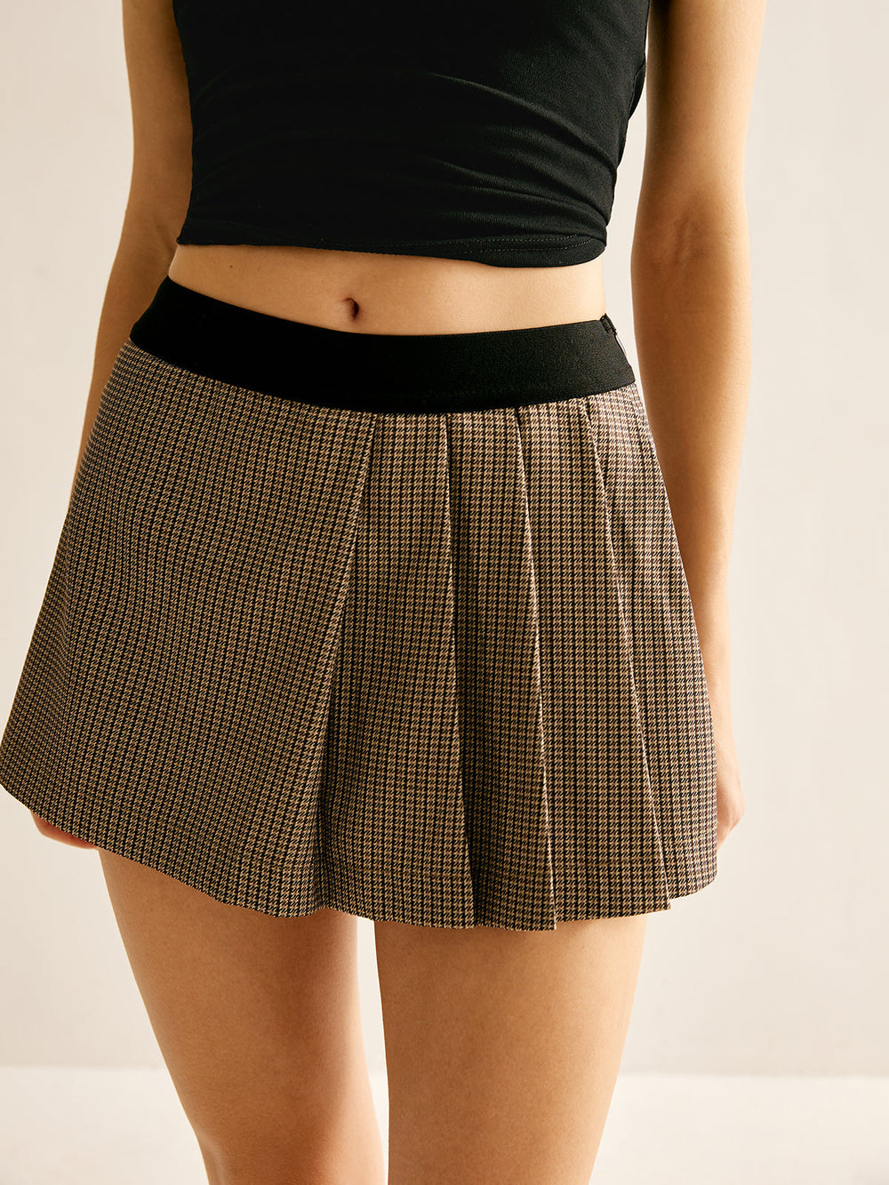 Patchwork Plaid Pleated Shorts  Liora Lane Boutique Shorts