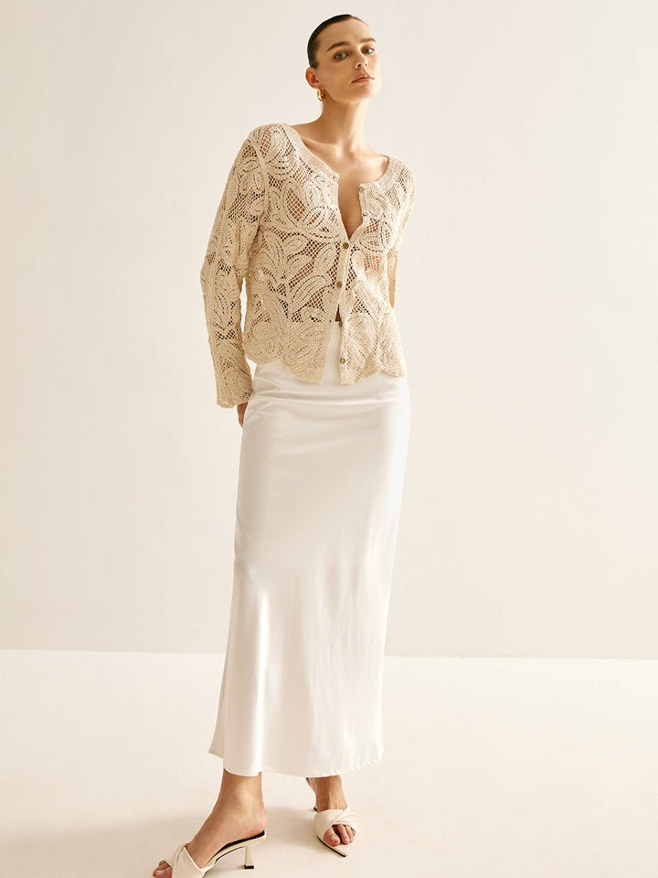 Hollow Button Plisse Cardigan  Liora Lane Boutique Cardigans