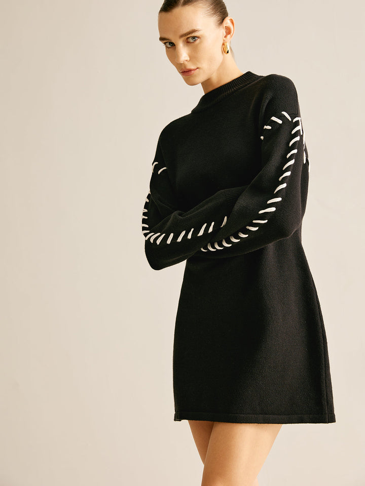 Contrast Trim Sweater Short Dress  Liora Lane Boutique Sweater Dresses