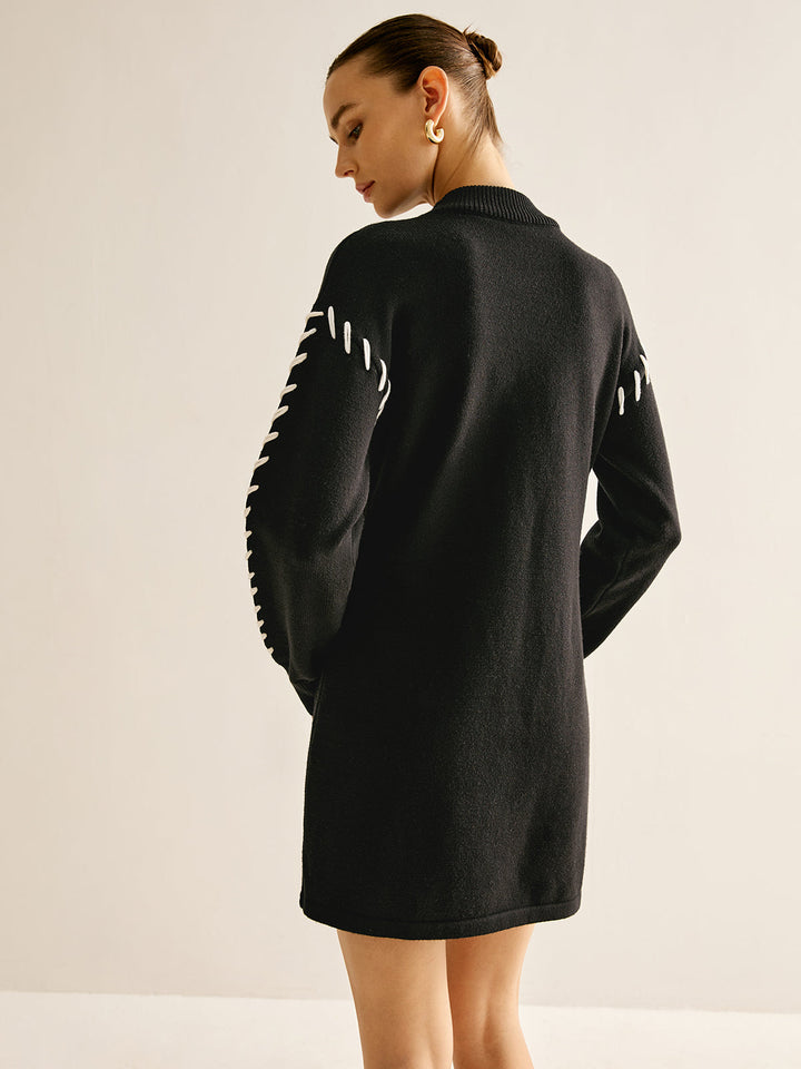 Contrast Trim Sweater Short Dress  Liora Lane Boutique Sweater Dresses