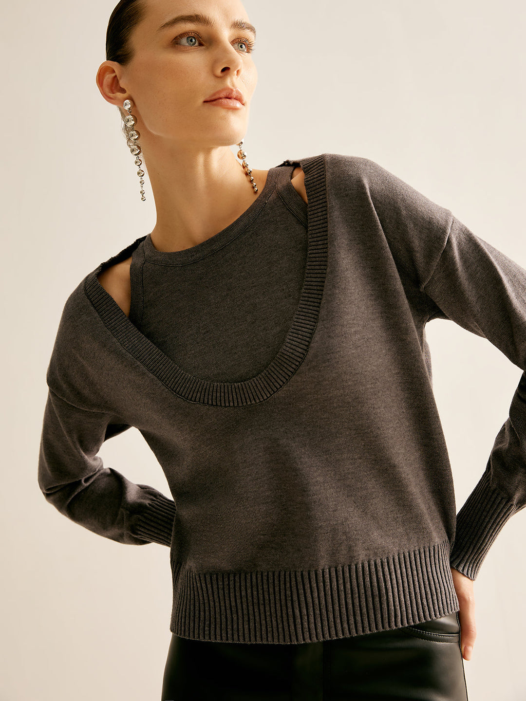 Casual 2 in 1 Sweater  Liora Lane Boutique Sweaters Grey / XL 99.99