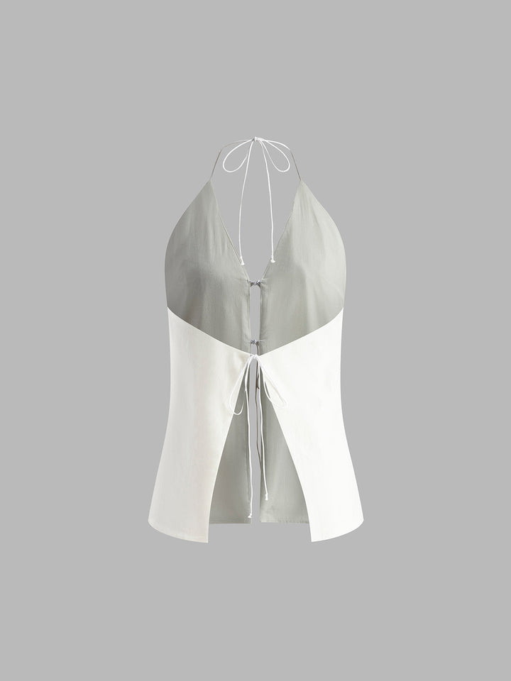 Cotton & Linen Backless Halter Top With Shorts Set  Liora Lane Boutique Short Sets