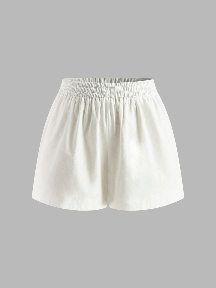 Cotton & Linen Backless Halter Top With Shorts Set  Liora Lane Boutique Short Sets