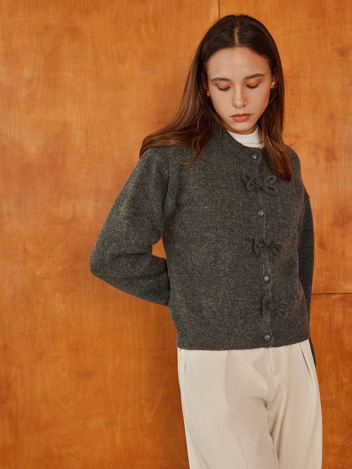 Plain Bow-Breasted Cardigan  Liora Lane Boutique Cardigans