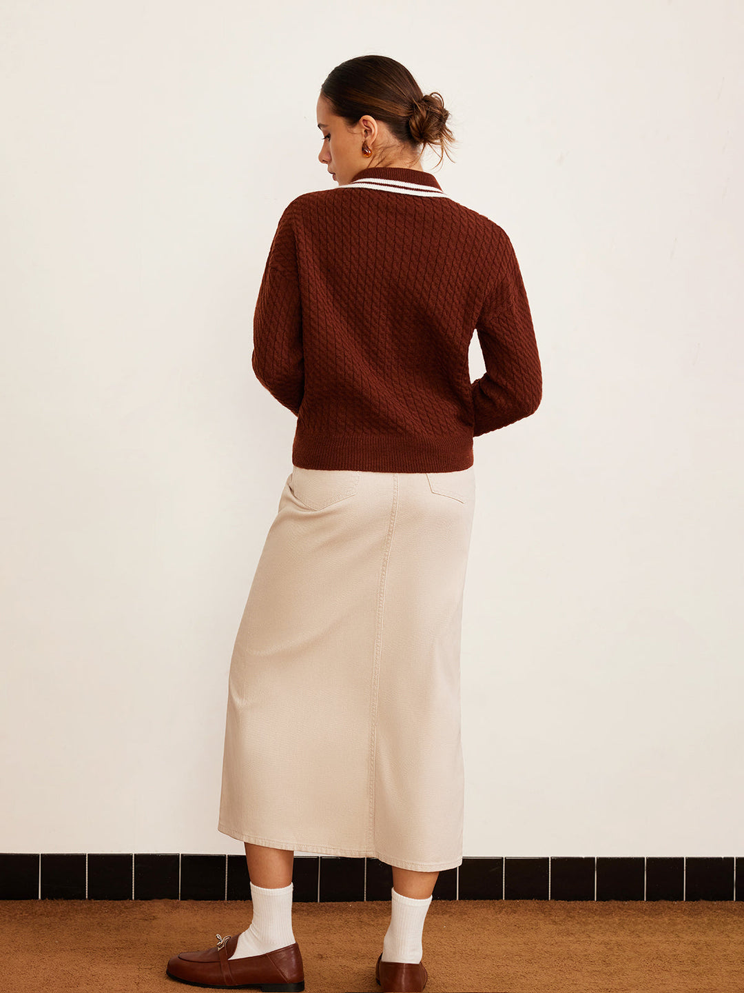 Cable Knit Button Polo Sweater  Liora Lane Boutique Sweaters