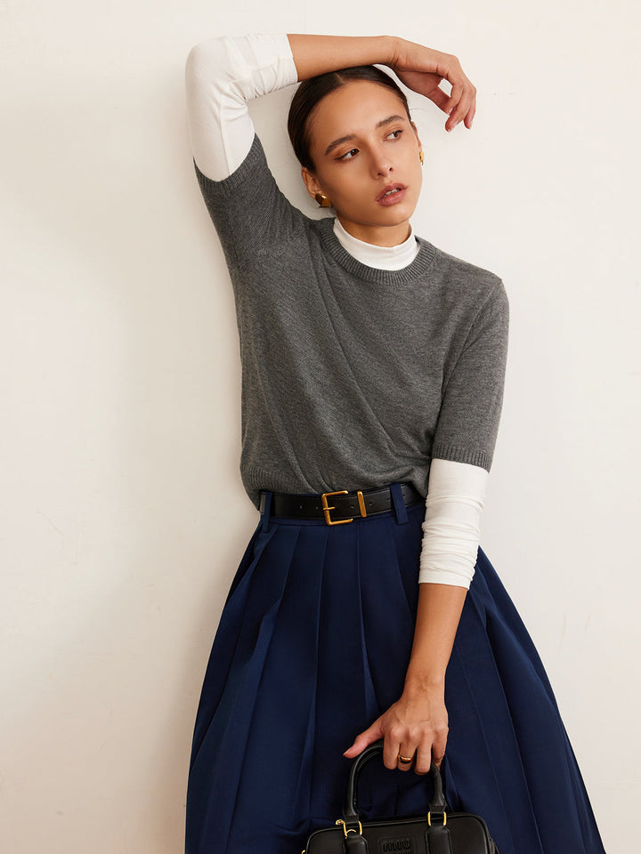 Wool-Blend Crew Neck Knit Top  Liora Lane Boutique Knit Tops