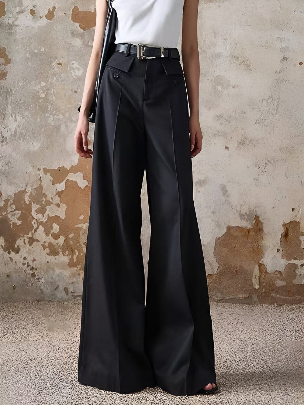 High-Waist Piping Bell Pants Without Belt  Liora Lane Boutique Pants
