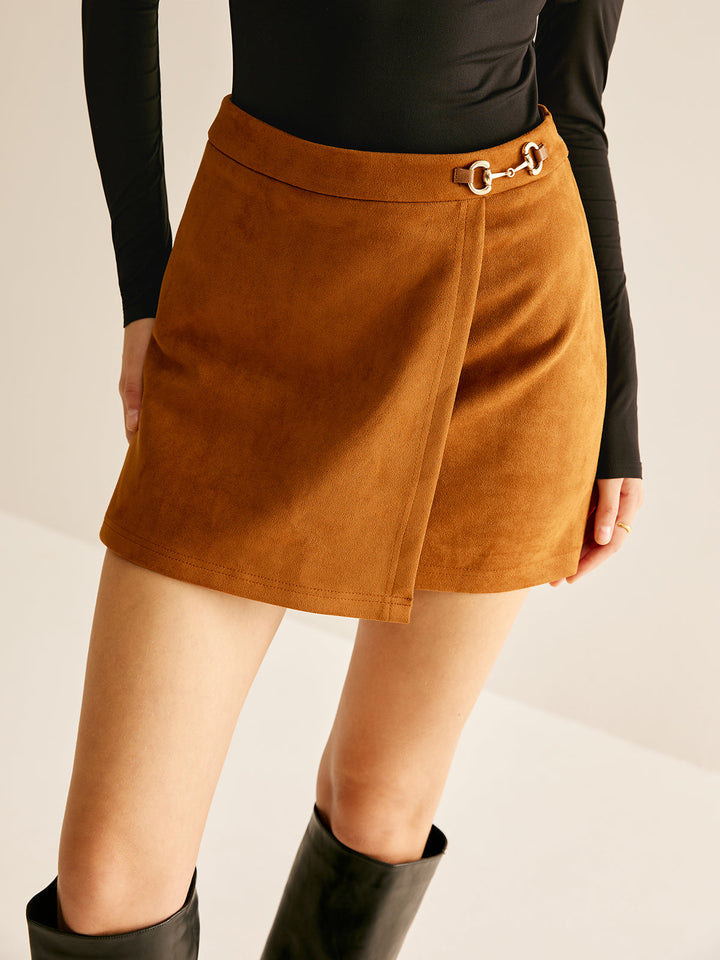Metal-Detail Suede Mini Skirt  Liora Lane Boutique Skirts