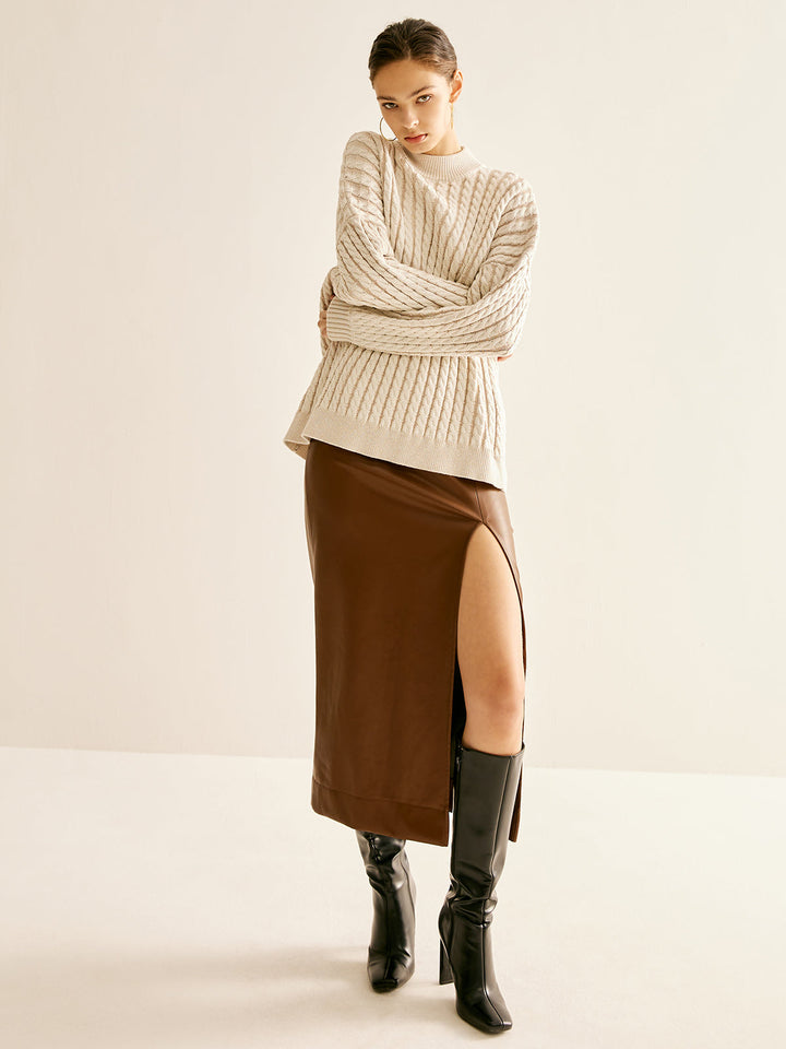 Minimalist Plain Cable Sweater  Liora Lane Boutique Sweaters